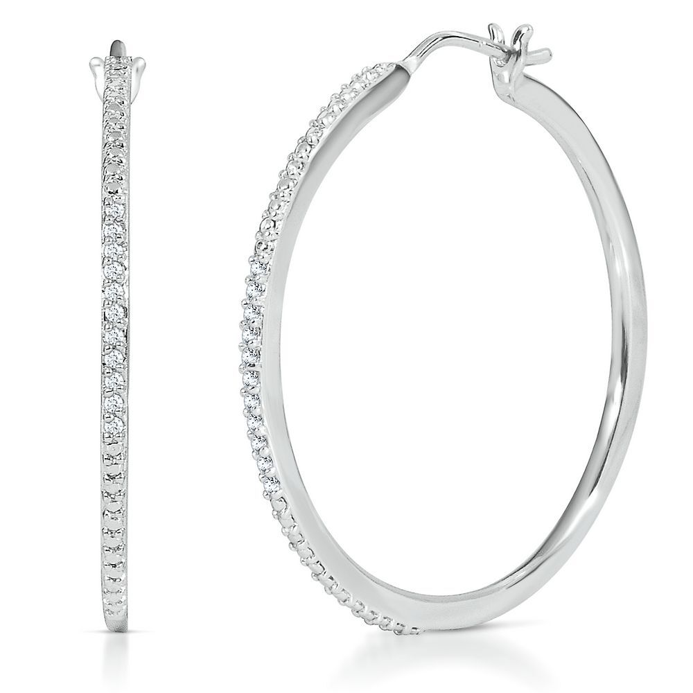 Update more than 241 silver diamond hoop earrings latest