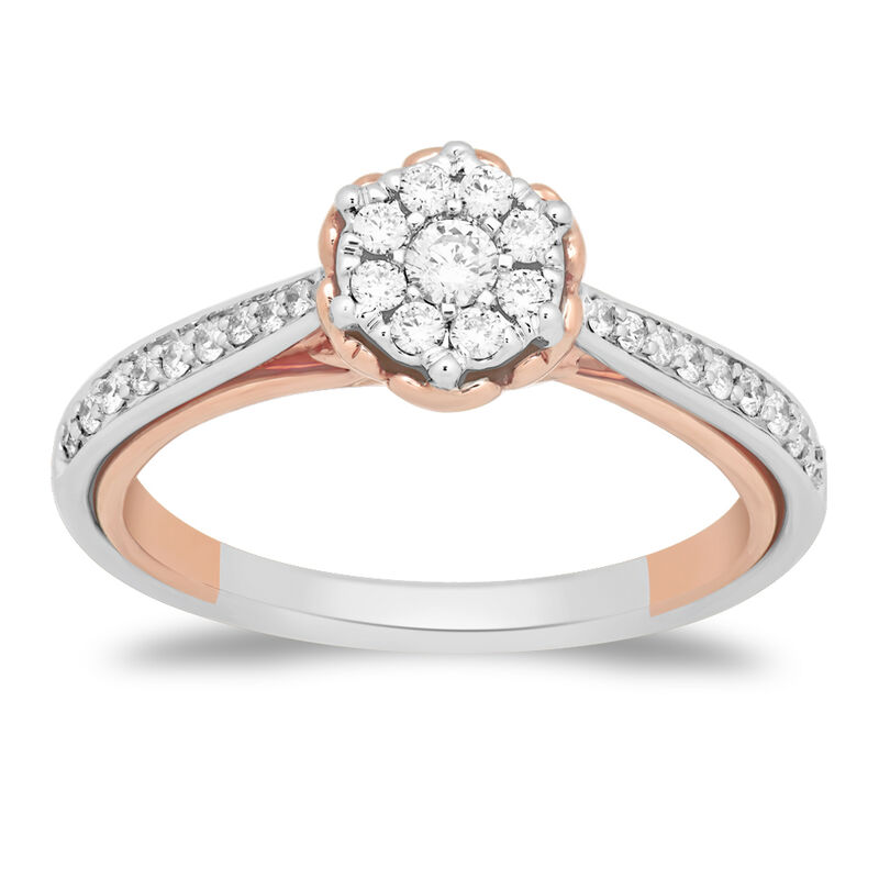 Belle Engagement Ring with Diamond Cluster in 14K White &amp; Rose Gold &#40;1/3 ct. tw.&#41;