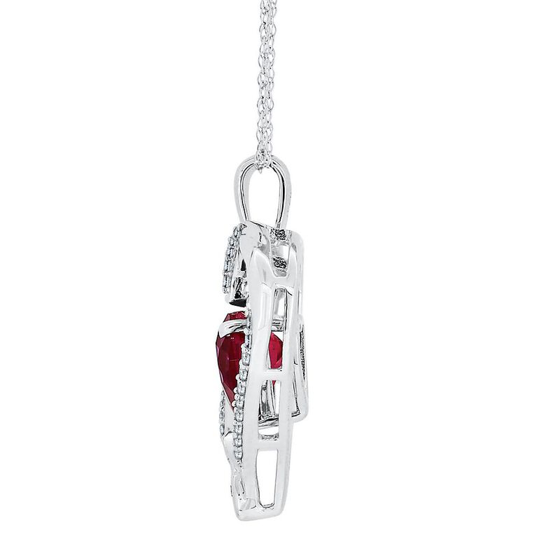 Lab Created Ruby &amp; White Sapphire Heart Pendant in Sterling Silver