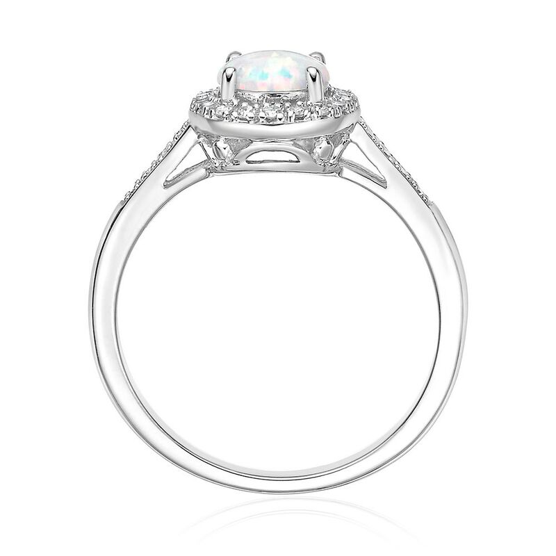 Lab Created Opal &amp; 1/8 ct. tw. Diamond Ring in Sterling Silver