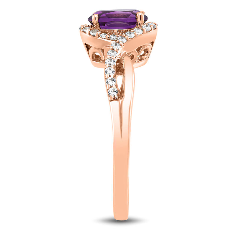 Oval Amethyst &amp; Lab Created White Sapphire Ring in 10K Rose Gold