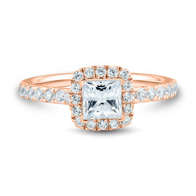 lab grown diamond princess-cut engagement ring in 14k rose gold (1 1/4 ct. tw.)