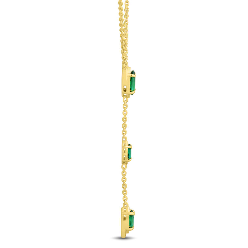 Lab-Created Emerald Marquise-Cut Y Necklace in Vermeil