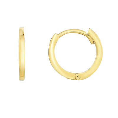 Huggie Hoop Earrings with Rounded Edges in 14K Gold