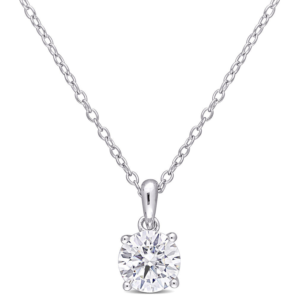 Princess-Cut Diamond Solitaire Necklace 1/3 ct tw 14K White Gold 18