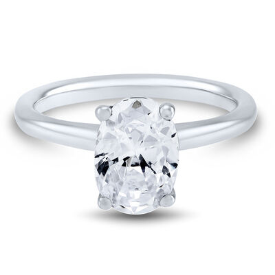 lab grown diamond oval solitaire engagement ring in 14k white gold (2 ct.)