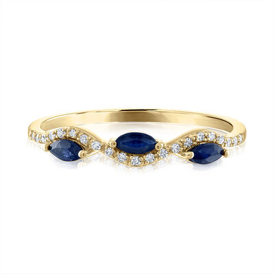 Blue Sapphire & Diamond Accent Ring in 14K Yellow Gold