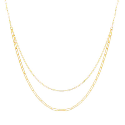 Paperclip Chain Necklace in 14K Yellow Gold, 18”