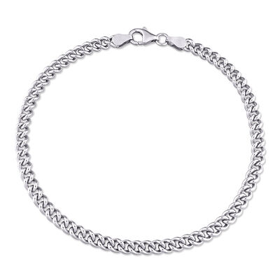 Curb Link Chain Anklet in Sterling Silver, 4.25MM, 9”