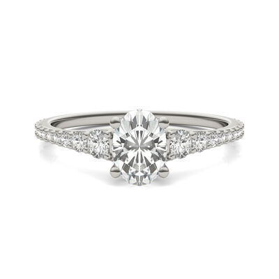 Lab-Created Moissanite Engagement Ring in 14K White Gold (1 1/3 ct. tw.)