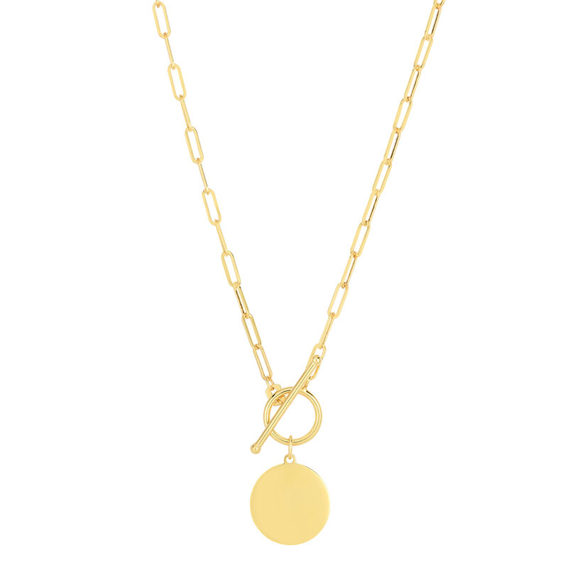 Engravable Circle Disc Pendant in 14K Yellow Gold