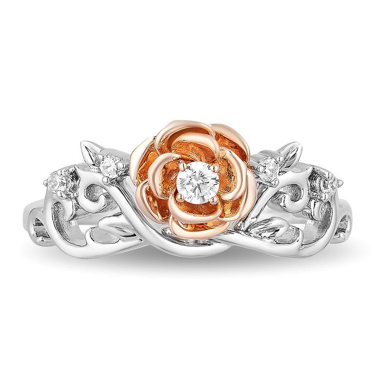 Belle Diamond Rose Ring in Sterling Silver &amp; 10K Rose Gold &#40;1/10 ct. tw.&#41;