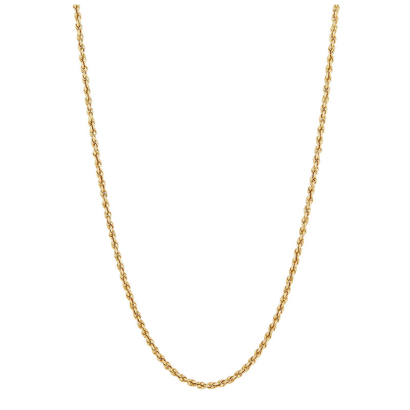 Rope Chain Necklace in 14K Yellow Gold, 1.3mm, 24&rdquo;