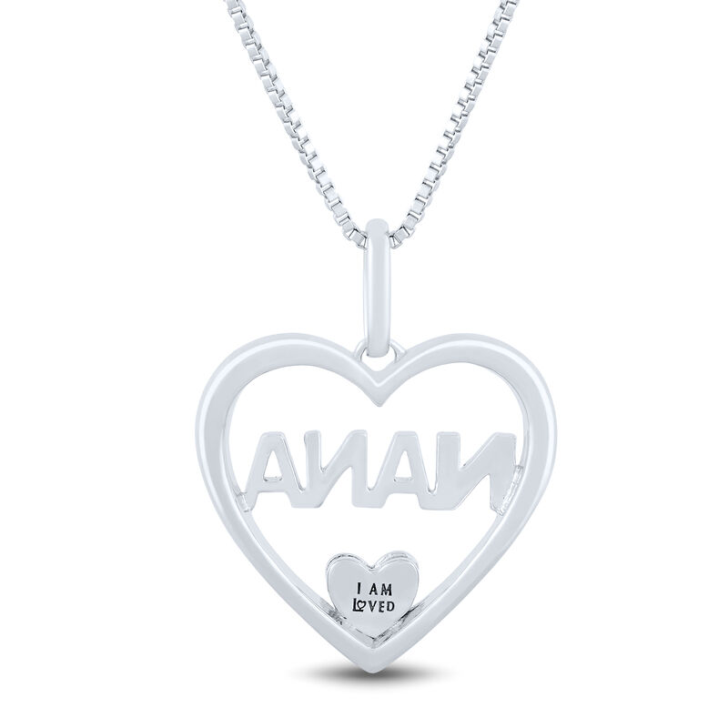 Nana Heart Pendant with Diamond Accents in Sterling Silver and 14K Rose Gold