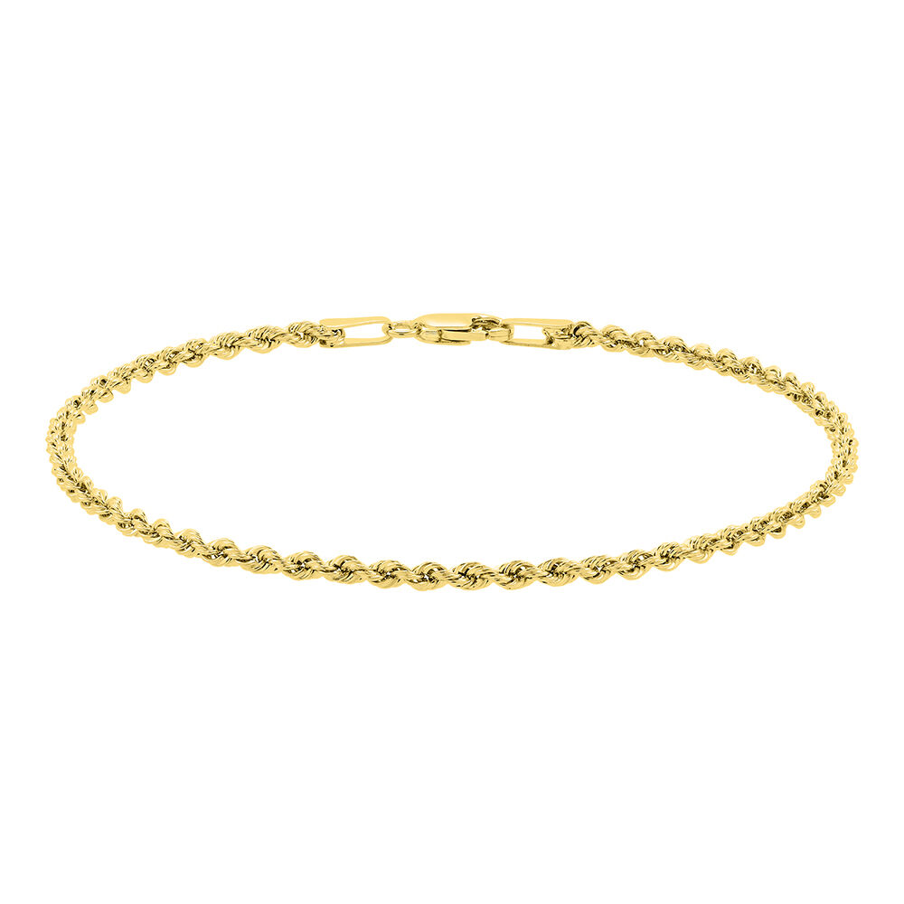10K Hollow White Gold Rope Chain Bracelet - 8