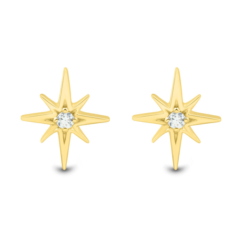 Lab Grown Diamond Accent Star Stud Earrings in Vermeil