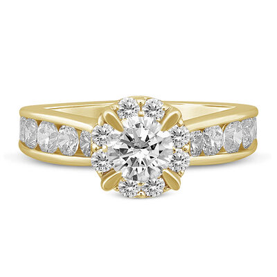 Round Diamond Engagement Ring with Channel-Set Diamond Band in 14K Yellow Gold (2 ct. tw.)