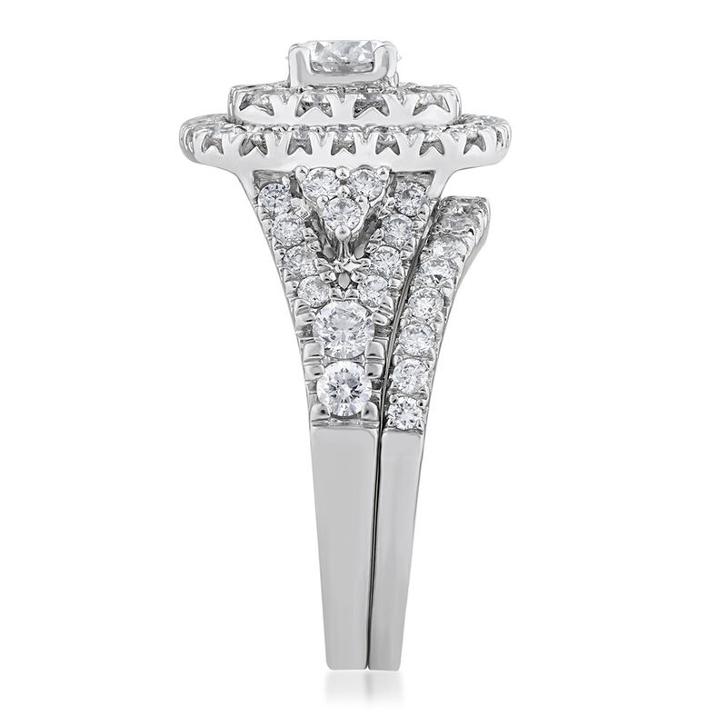 Round Diamond Bridal Set with Double Halos in 14K White Gold &#40;2 ct. tw.&#41;