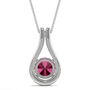 Moissanite &amp; Lab Created Ruby Drop Pendant in 14K White Gold