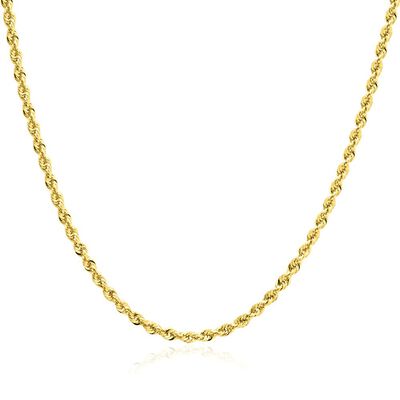 Glitter Hollow Rope Chain in 14K Yellow Gold, 24