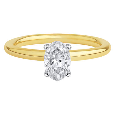 lab grown diamond oval solitaire engagement ring in 14k gold (3/4 ct.)