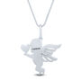 Cherub Pendant with Diamond Accents in Sterling Silver and 14K Rose Gold