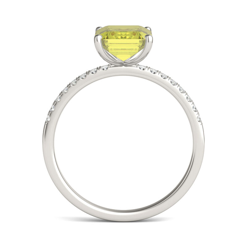 Emerald-Cut Yellow Moissanite Ring in 14K White Gold