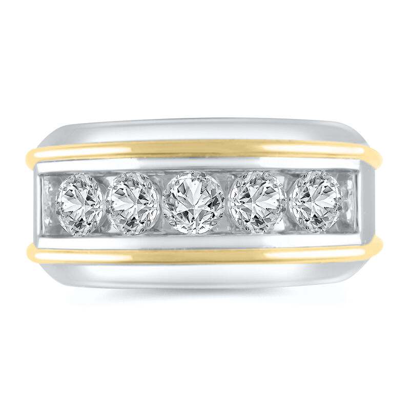 Men&rsquo;s Lab Grown Diamond Wedding Band in 10K White Gold and Yellow Gold &#40;2 ct. tw.&#41; 