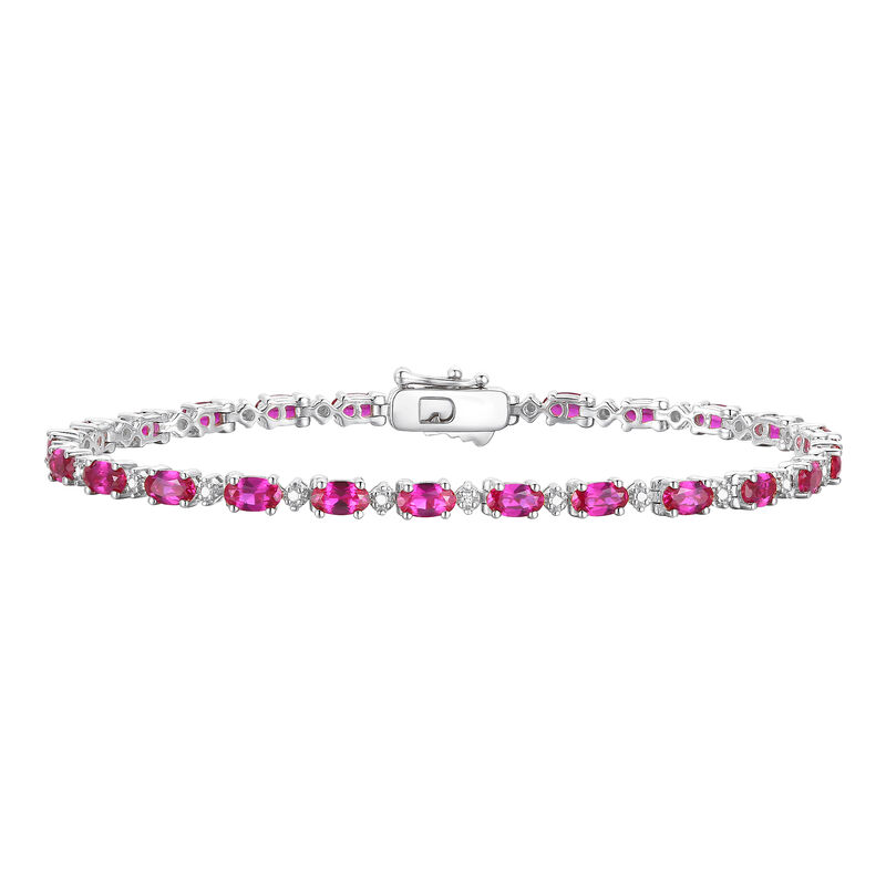 Lab Created Ruby &amp; Diamond Bracelet in Sterling Silver