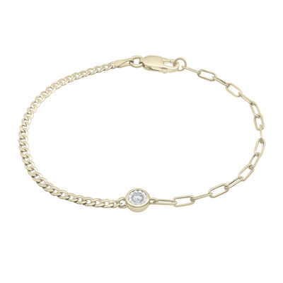 Diamond Cuban and Paperclip Chain Bracelet in Vermeil (1/10 ct. tw.)