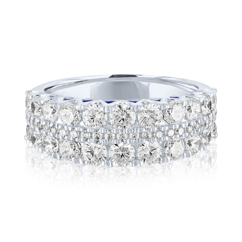 Limited Edition Diamond &amp; Blue Sapphire Anniversary Band in 14K White Gold &#40;1 7/8 ct. tw.&#41;