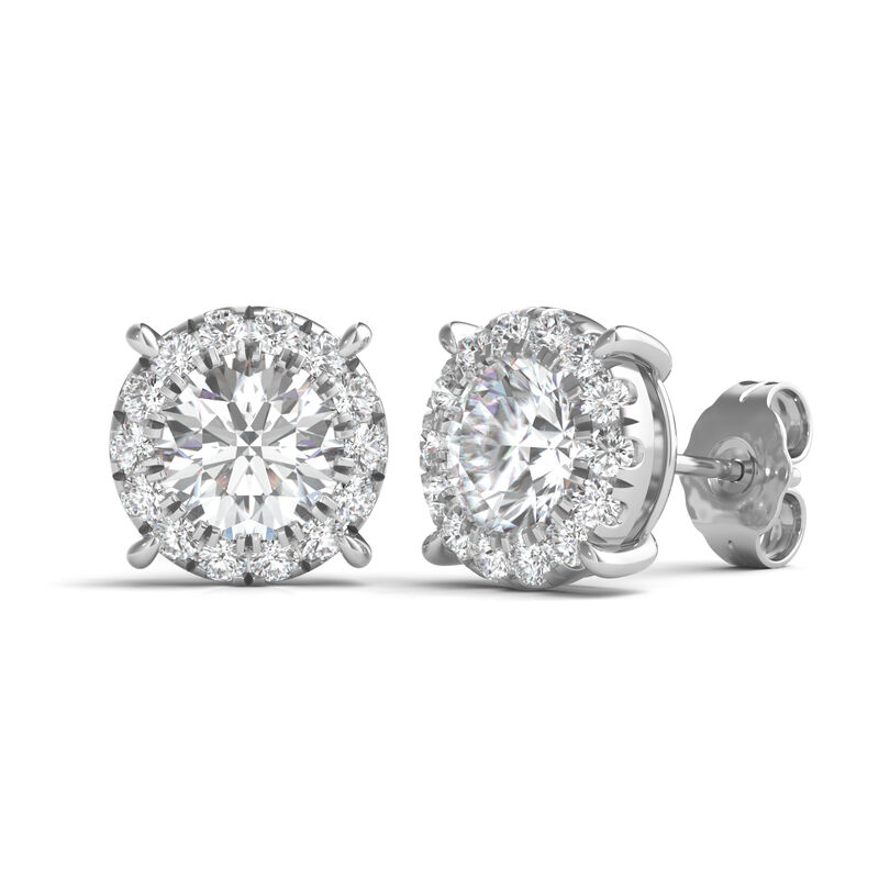 Lab Grown Diamond Round Halo Earrings in 14K White Gold &#40;2 ct. tw.&#41;