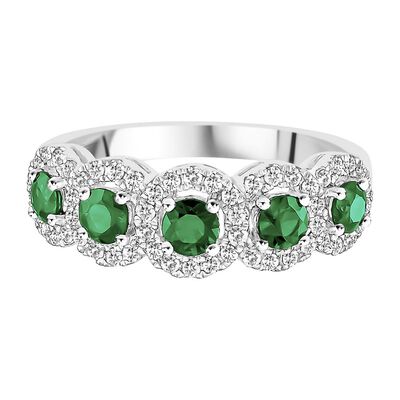 Emerald & 1/3 ct. tw. Diamond Ring in 14K White Gold