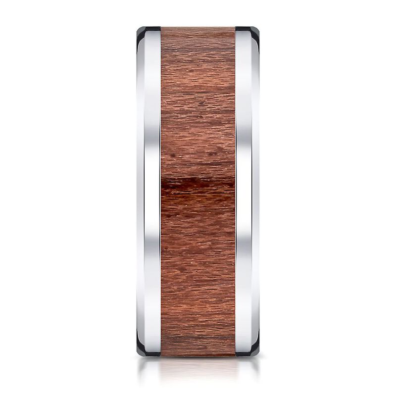 Men&#39;s Rosewood Inlay Band in White Cobalt, 8MM