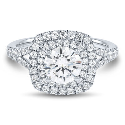 Lab Grown Diamond Double Halo Engagement Ring in 14K White Gold (2 ct. tw.)