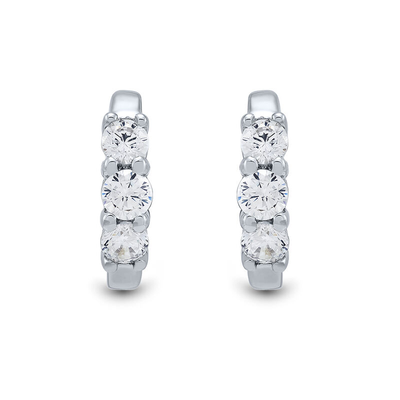 Lab Grown Diamond Huggie Hoop Earrings in 14K White Gold &#40;1/2 ct. tw.&#41;