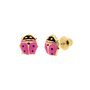 Children&#39;s Pink Ladybug Earrings in 14K Yellow Gold