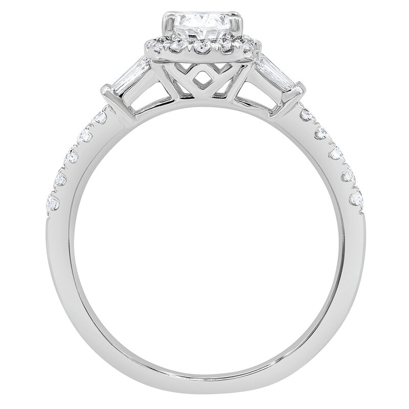 Lab Grown Diamond Oval Engagement Ring with Baguette Side Stones in 14K White Gold &#40;1 1/4 ct. tw.&#41;