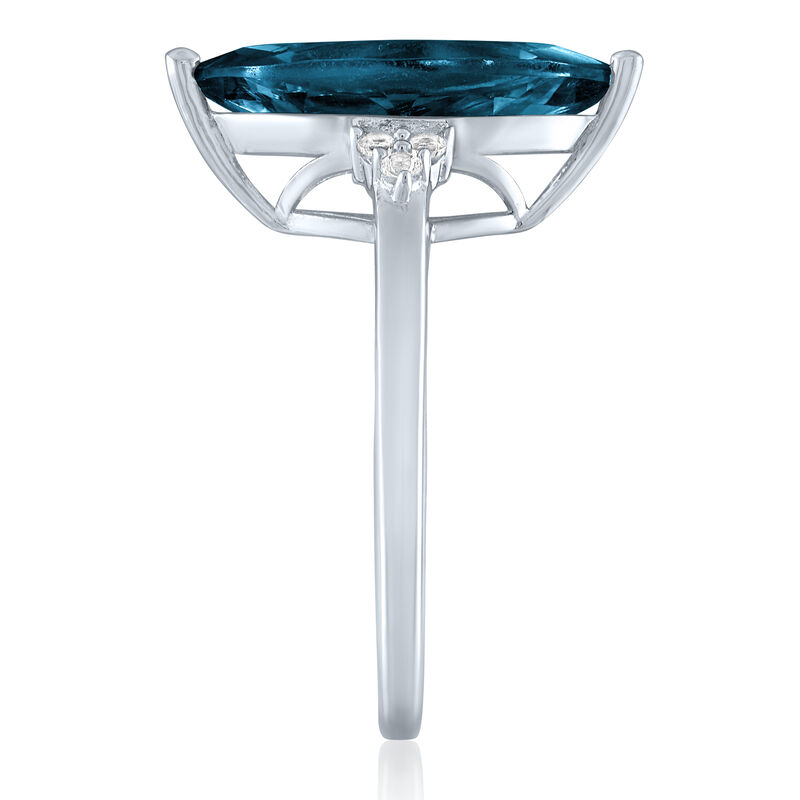 Marquise London Blue Topaz and Lab-Created White Sapphire Cocktail Ring in Sterling Silver