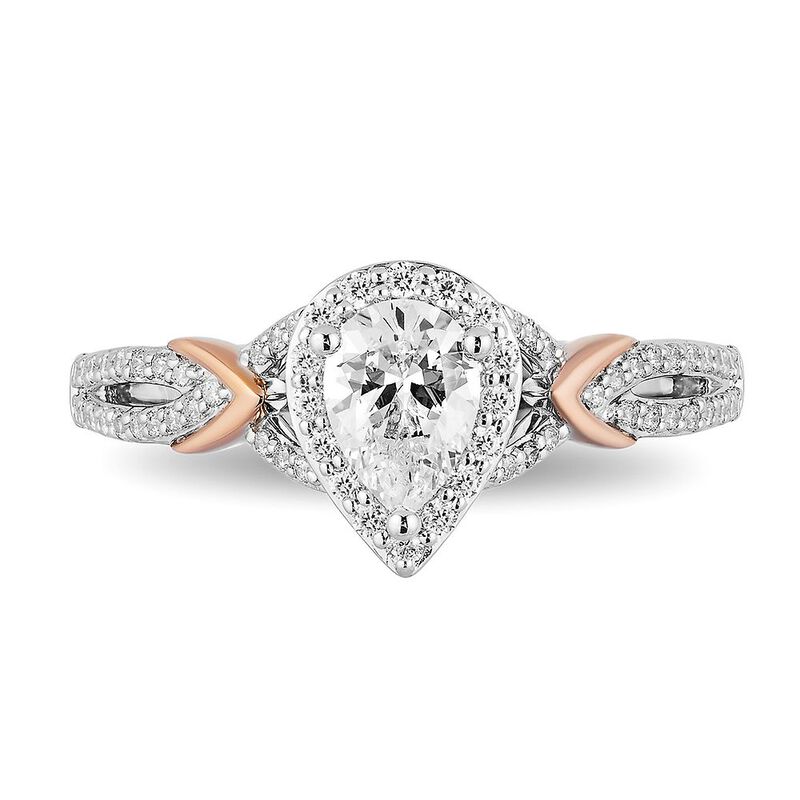 Enchanted Disney Snow White 3/4 ct. tw. Diamond Engagement Ring in 14K White &amp; Rose Gold