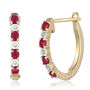 Ruby &amp; Diamond Hoop Earrings in 10K Yellow Gold