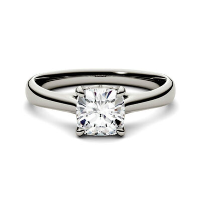 Cushion-Cut Moissanite Solitaire Ring in 14K White Gold (1 3/4 ct.)