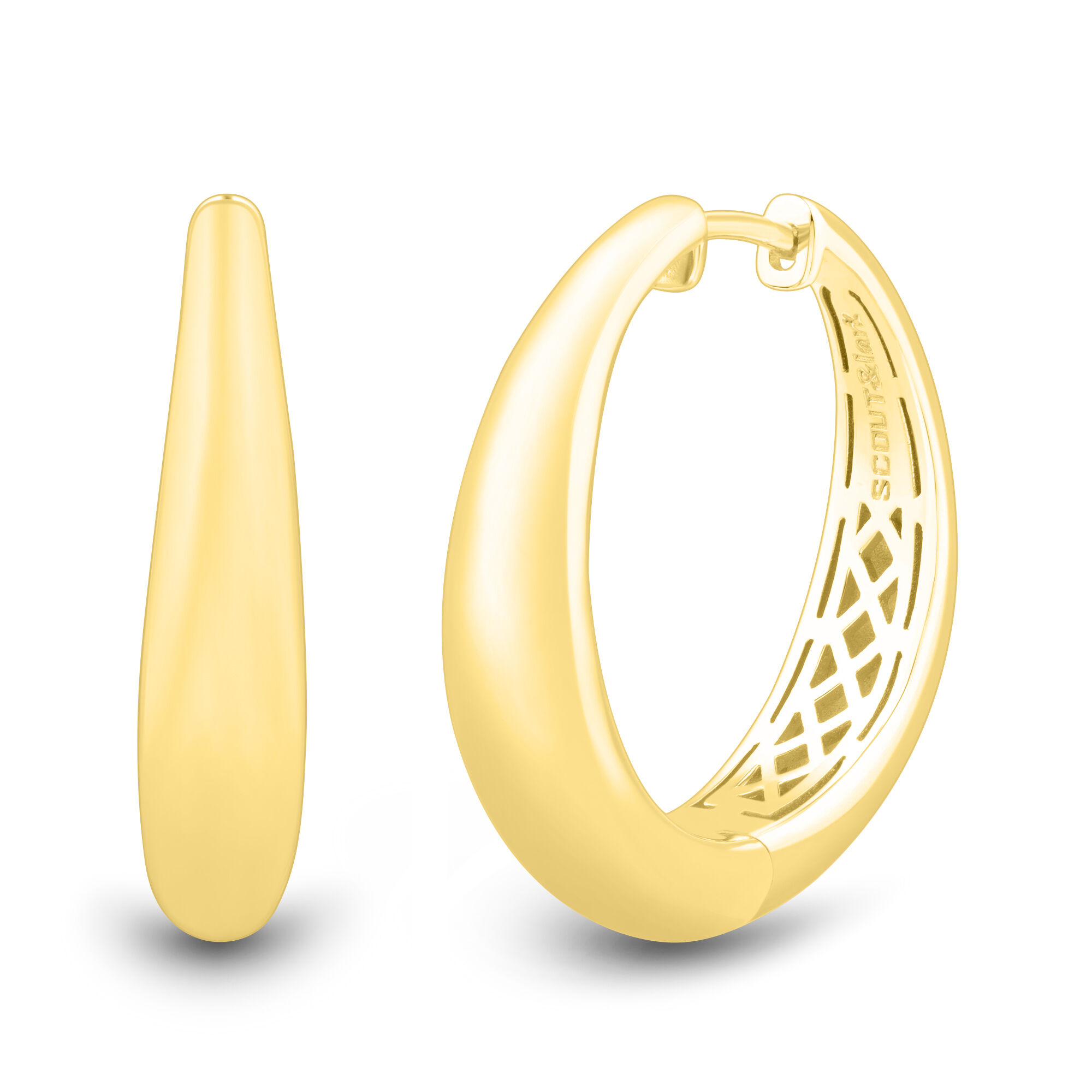 925 Sterling Silver - Vintage Shiny Gold Plated Round Hoop Earrings -  EG9243 | eBay