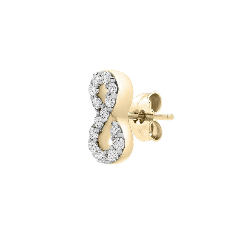 Single Stud Earring with Diamond Infinity Symbol in 10K Yellow Gold