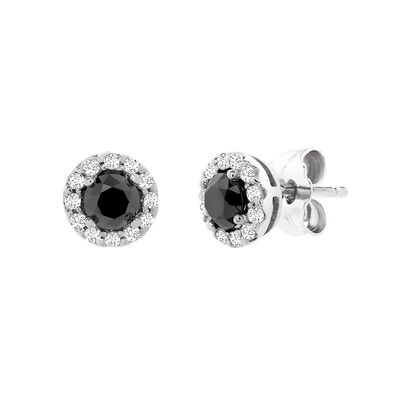 1/2 ct. tw. Black & White Diamond Earrings in 10K White Gold