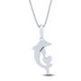 Dolphin Pendant with Diamond Accents in Sterling Silver and 14K Rose Gold