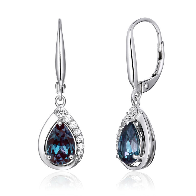 Lab Created Alexandrite &amp; Sapphire Drop Earrings in Sterling Silver