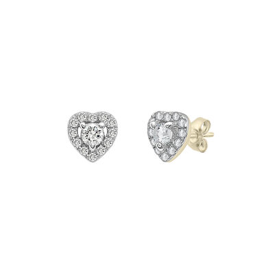 Diamond Heart Halo Earrings in 14K Yellow Gold (1/4 ct. tw.)