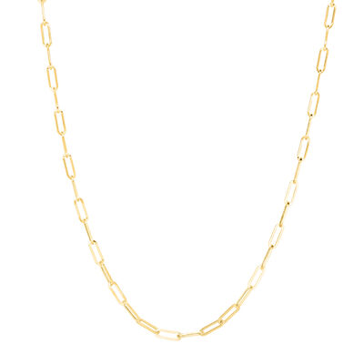 Paperclip Chain Necklace in 14k yellow gold, 3mm, 18”