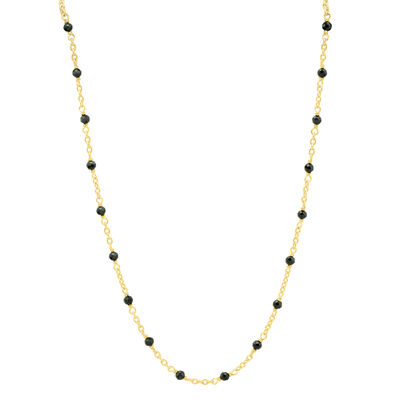 Black Onyx Bead Necklace in Vermeil
